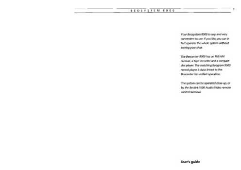 Bang and Olufsen Beocenter 8000 owners manual PDF